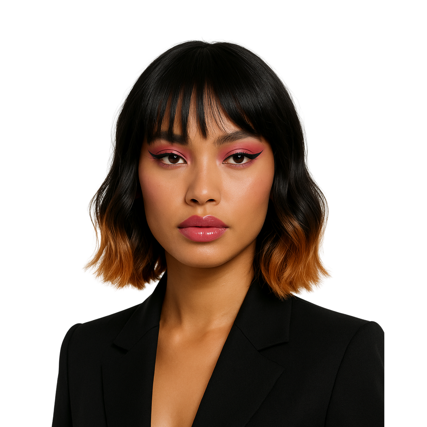 Autumn - Wig Black orange synthetic wig with bangs