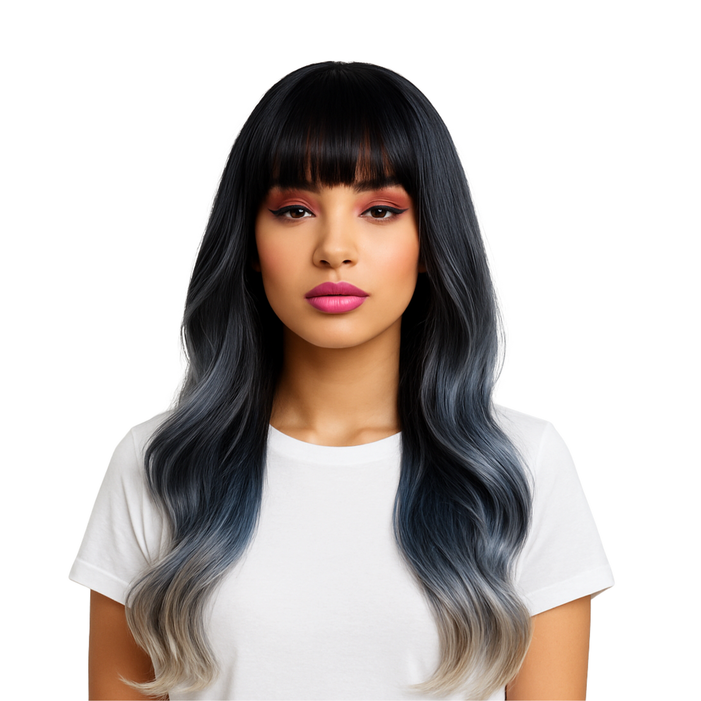 Bonnie - Blue gray synthetic wig with bangs