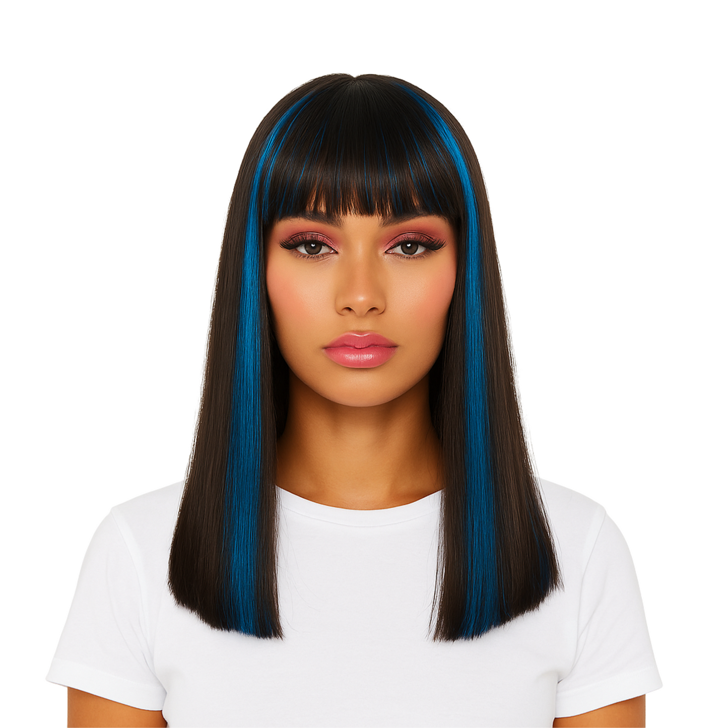 Cleopatra - Brown and blue synthetic bob wig