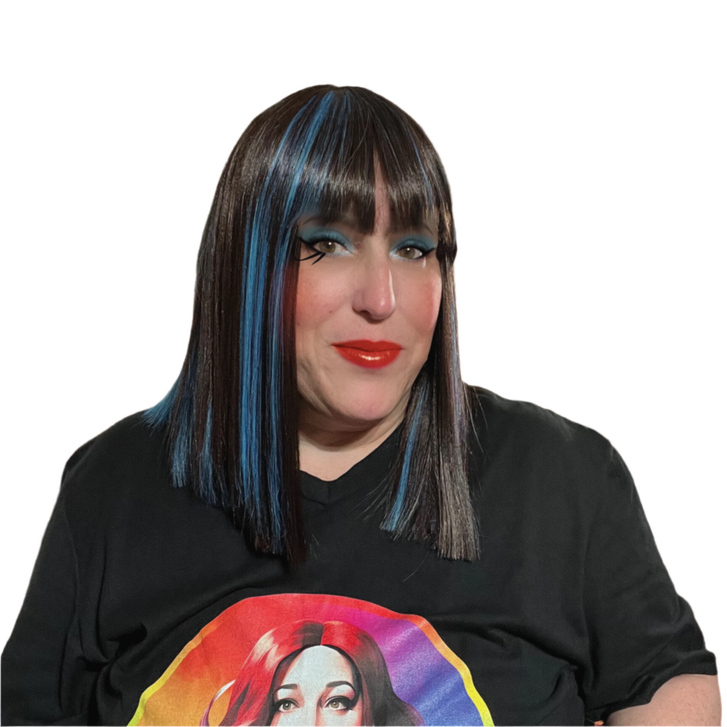 Cleopatra - Brown and blue synthetic bob wig