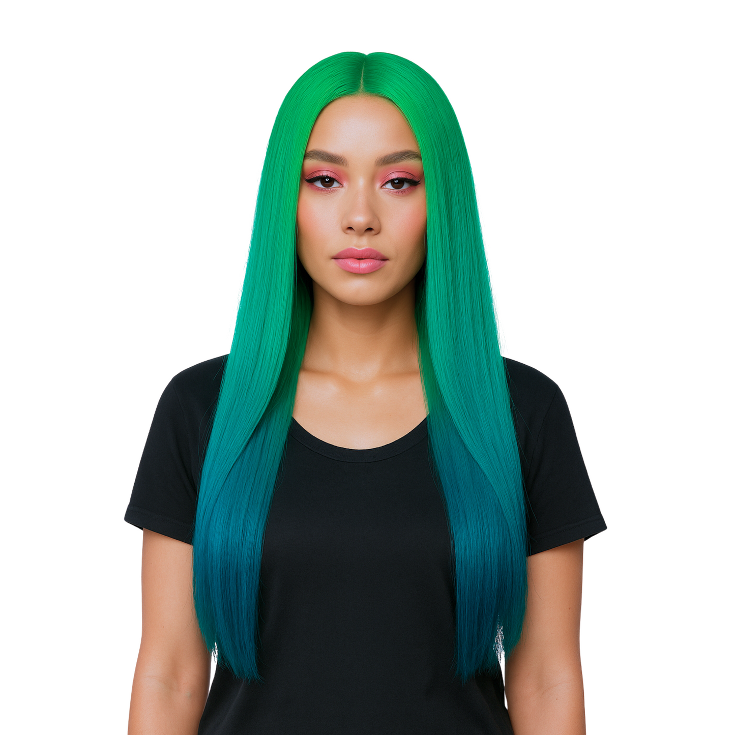Envy 30” Lace Front Synthetic Wig – Extra-Long, 2-Tone Ombre Green