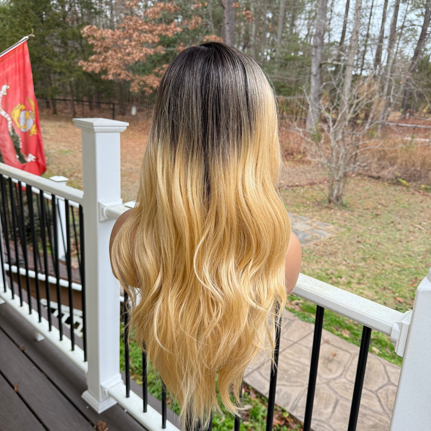 Kayla - Dark root blonde lacefront wig side part wig