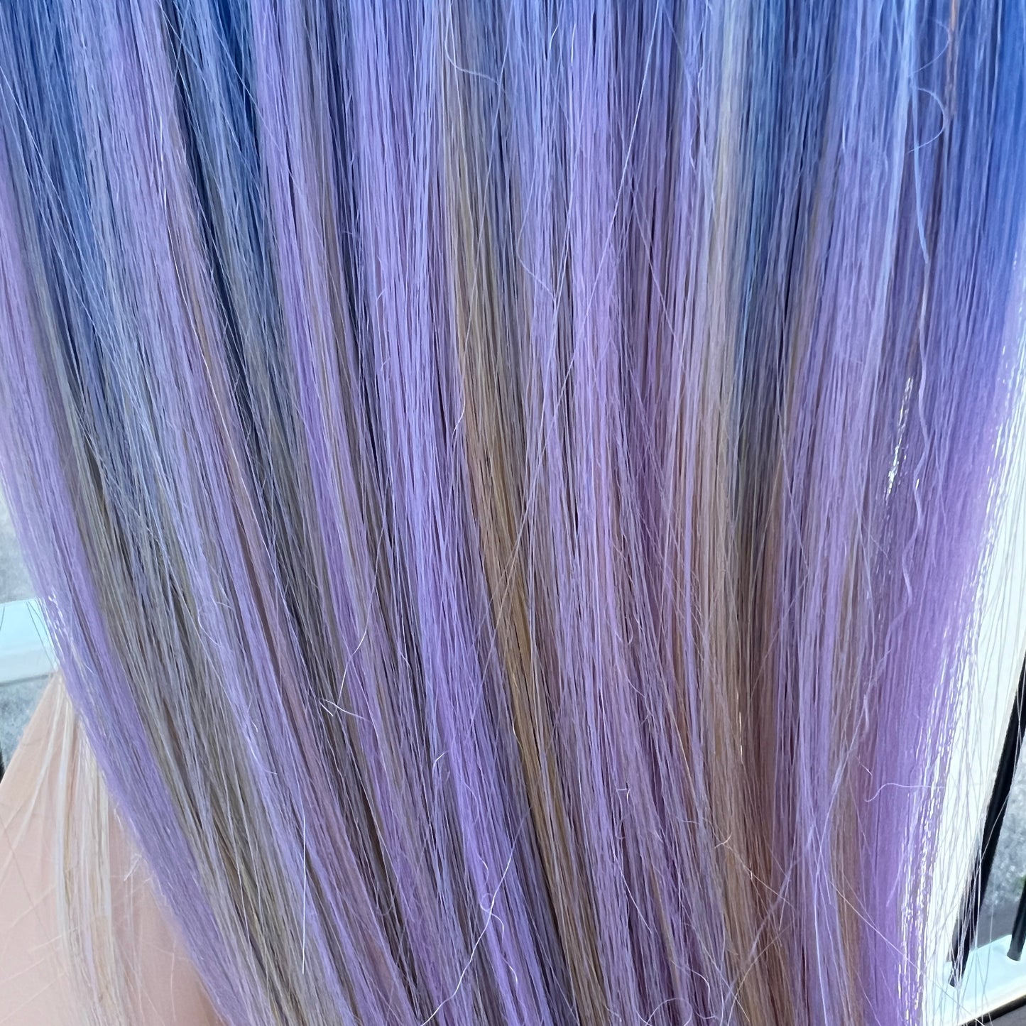 Chade Blue and Purple Ombre Lace Front Wig – Long Straight Synthetic Hair