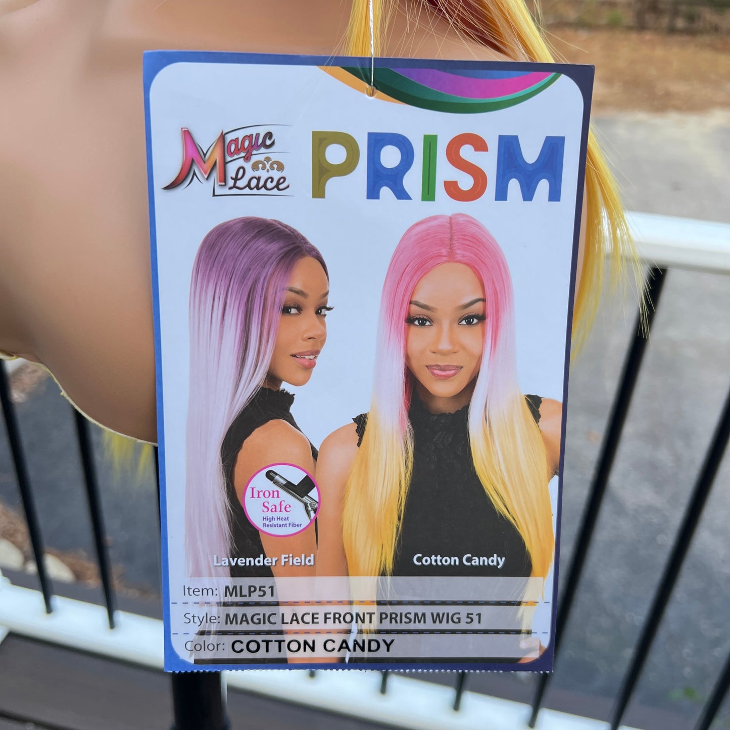 Pink and Yellow Ombre Lace Front Wig – Long Straight Synthetic Hair