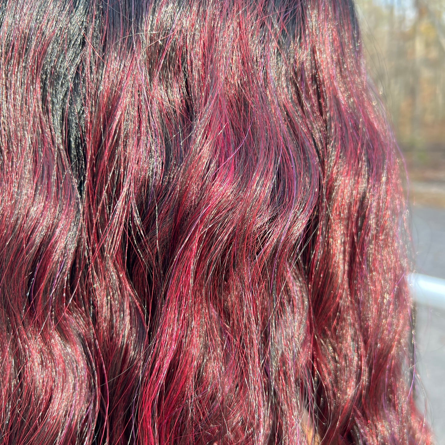 Teagan - Black and 99J loose wave synthetic wig with bangs