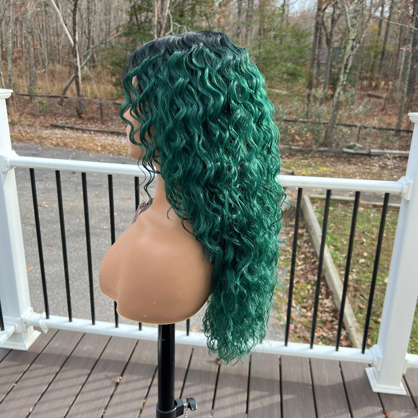 Green curly wig Sensationnel Lace Front Wig Dashly Wig UNIT 3 - T1B Jade