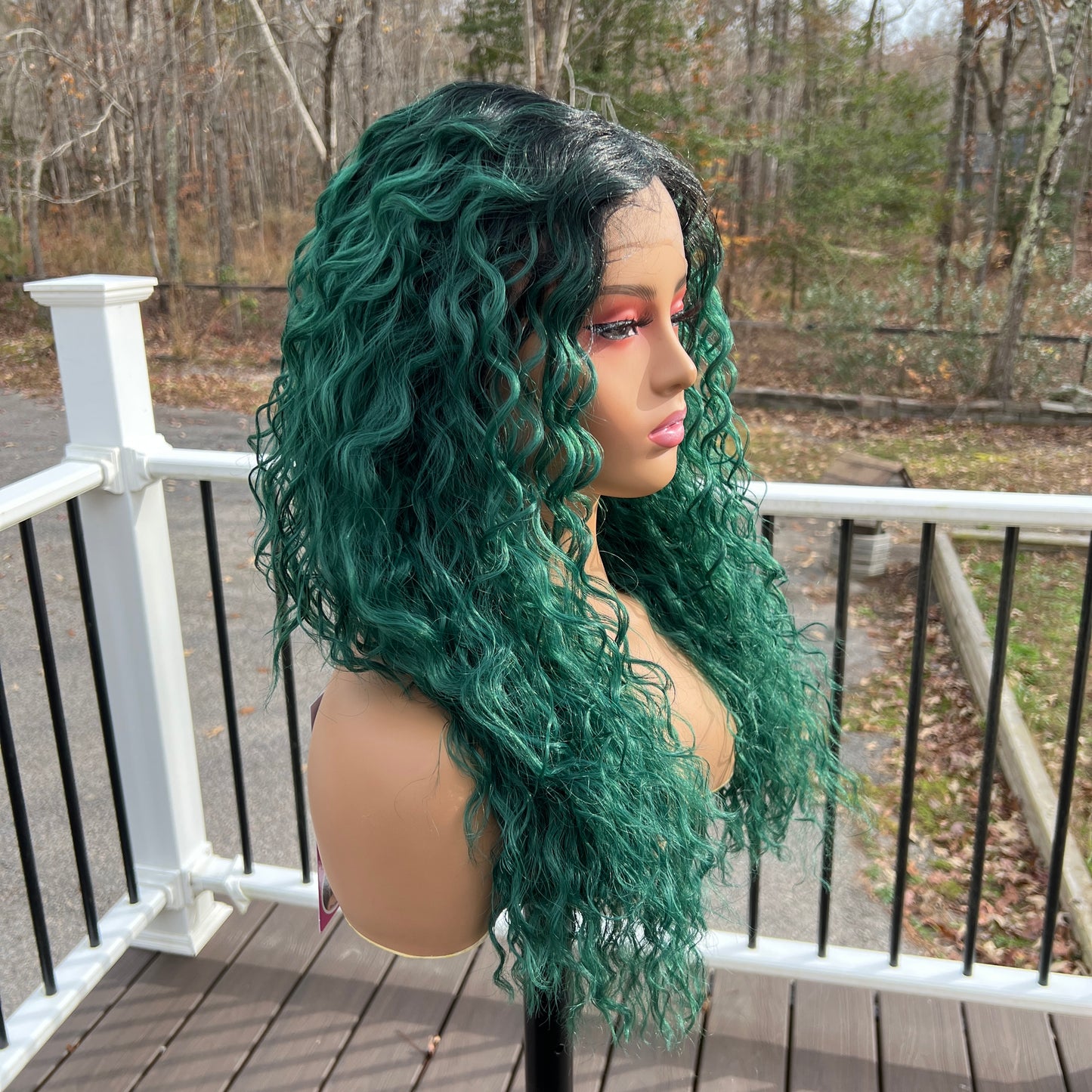 Green curly wig Sensationnel Lace Front Wig Dashly Wig UNIT 3 - T1B Jade