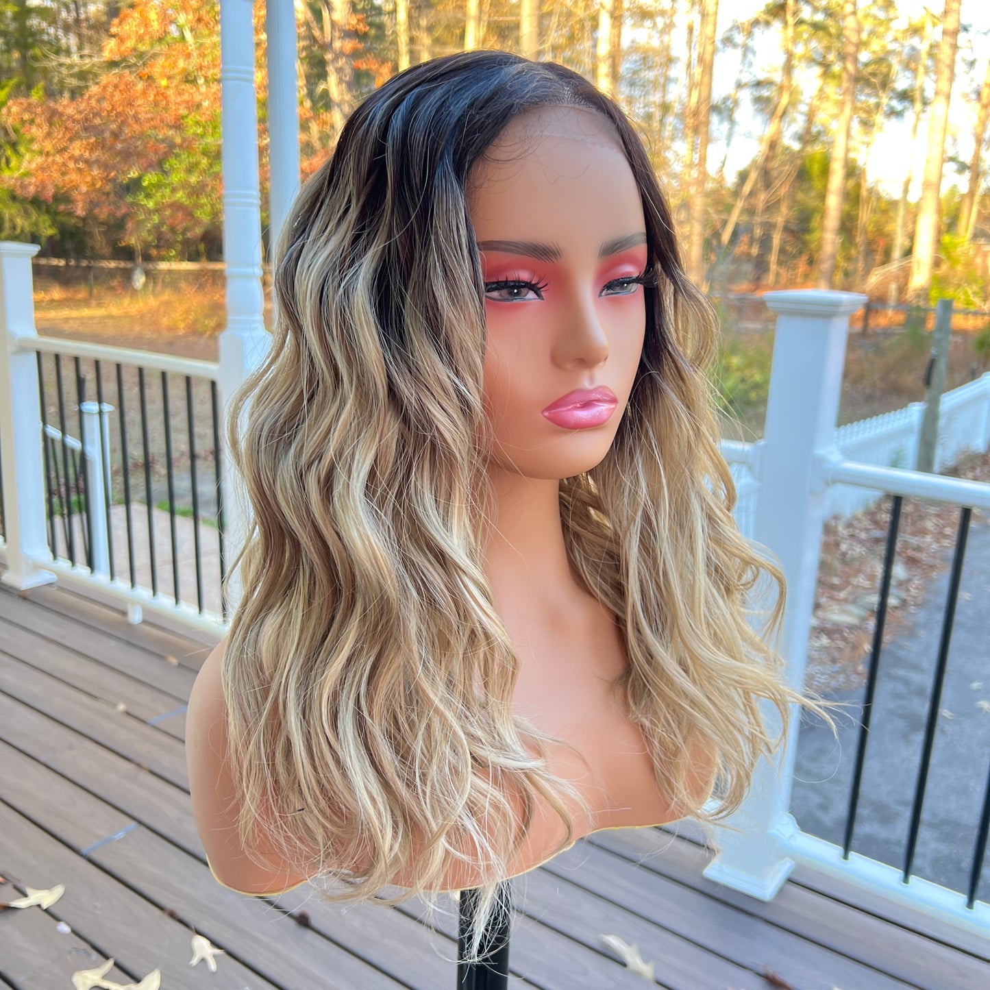 Eva 19” Dark Root Blonde Lace Front Wig – Monofilament Part for Natural Look