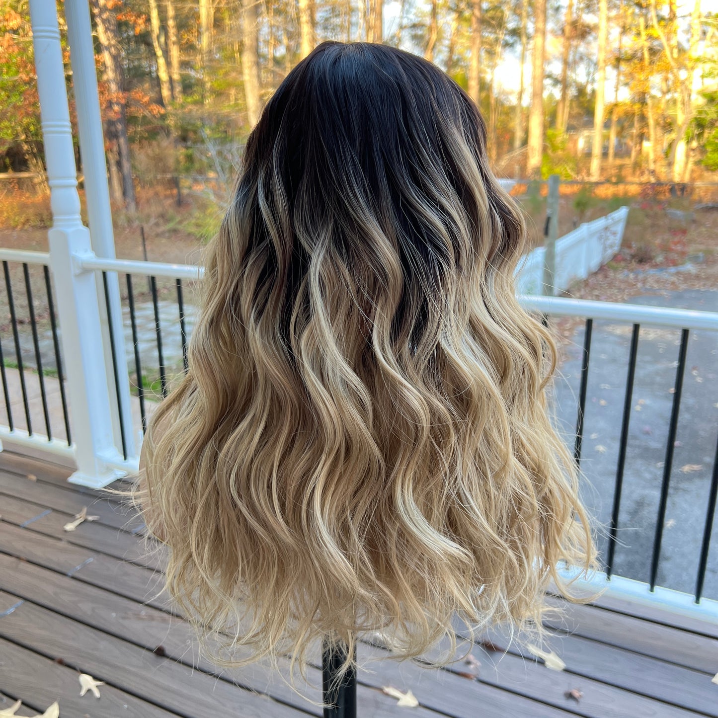 Eva 19” Dark Root Blonde Lace Front Wig – Monofilament Part for Natural Look