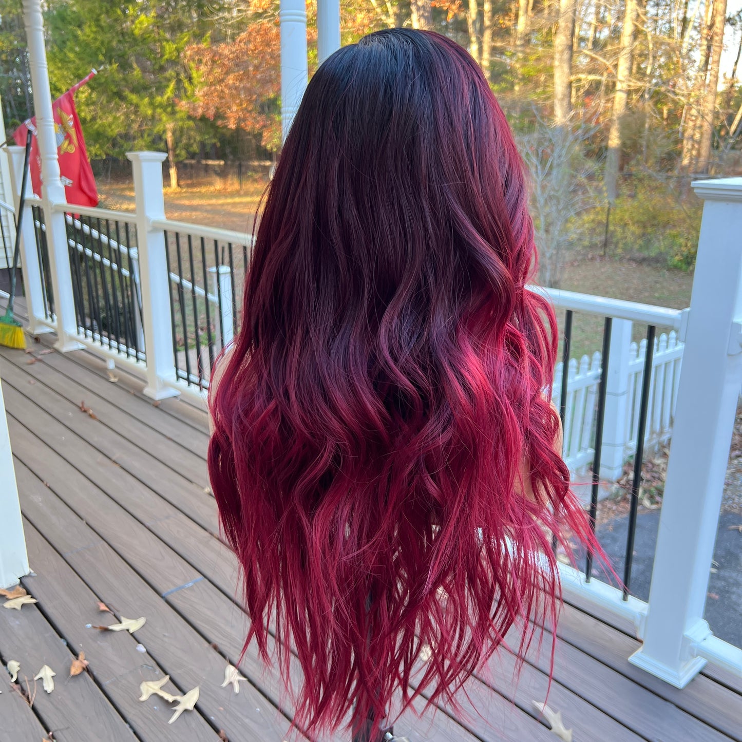 Tara - Red lacefront wig - Dark root ombre reds synthetic lace front wig