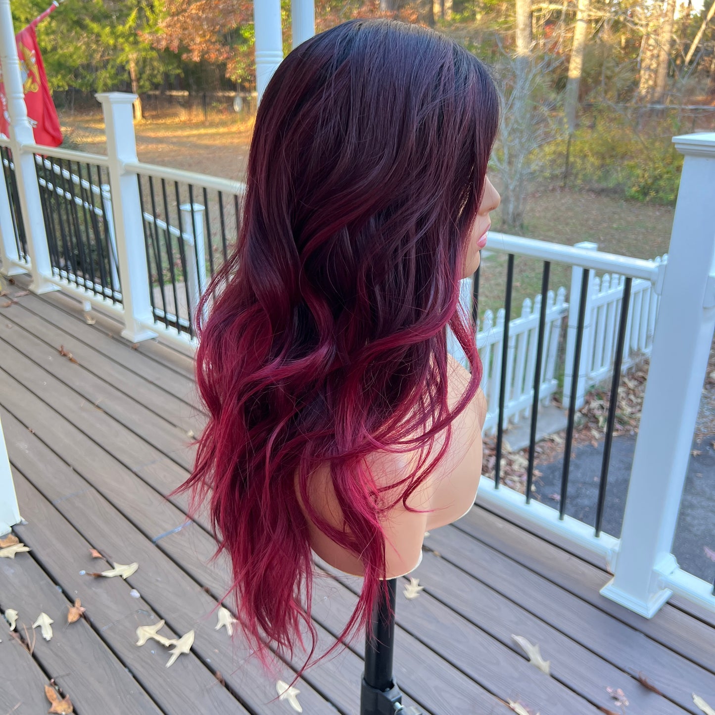 Tara - Red lacefront wig - Dark root ombre reds synthetic lace front wig