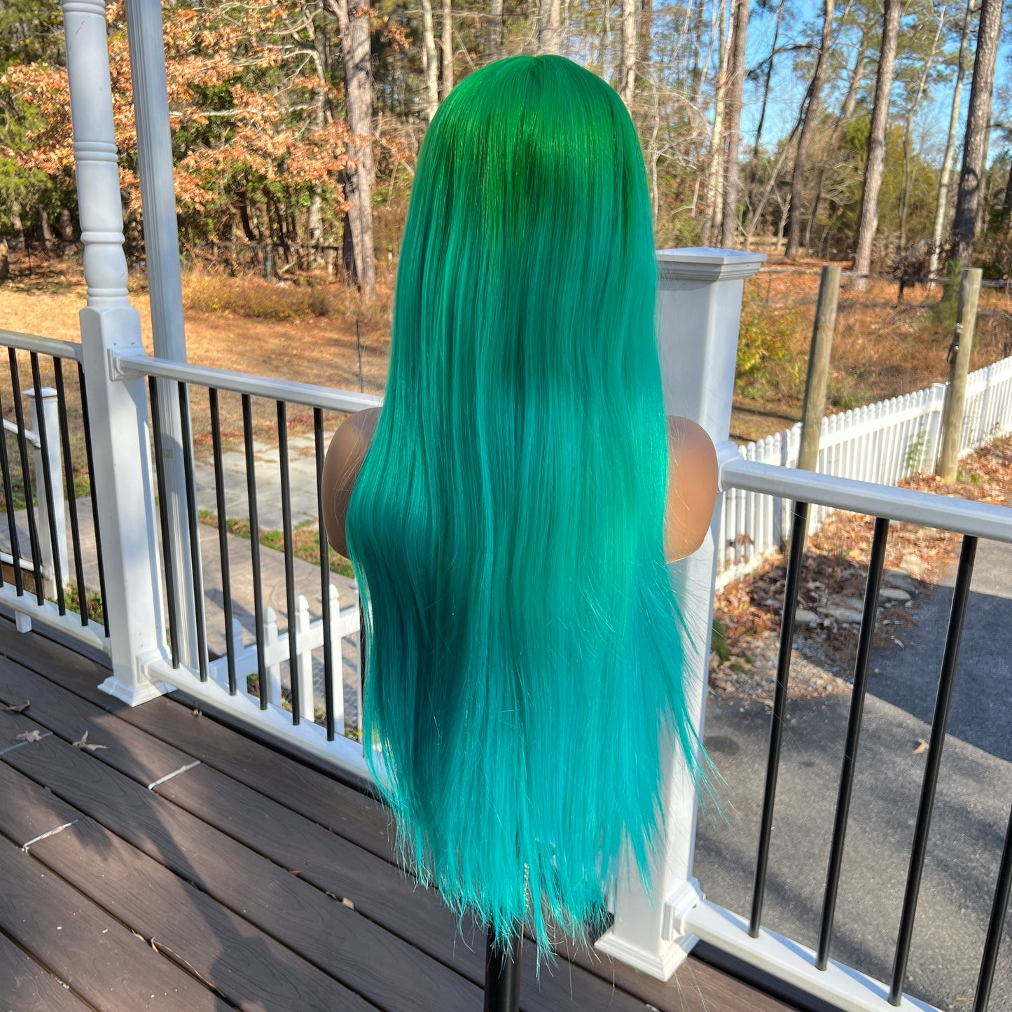 Envy 30” Lace Front Synthetic Wig – Extra-Long, 2-Tone Ombre Green