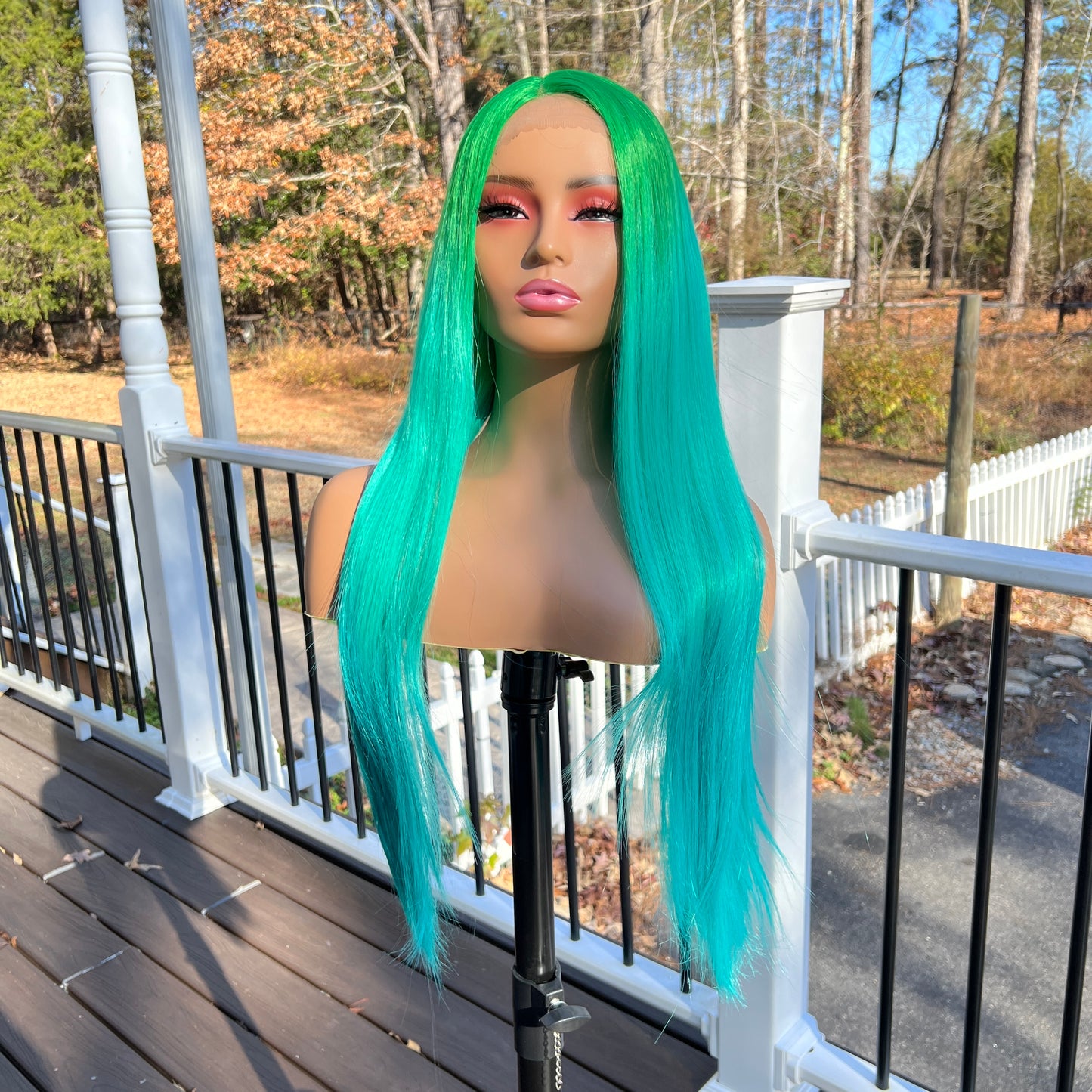 Envy 30” Lace Front Synthetic Wig – Extra-Long, 2-Tone Ombre Green