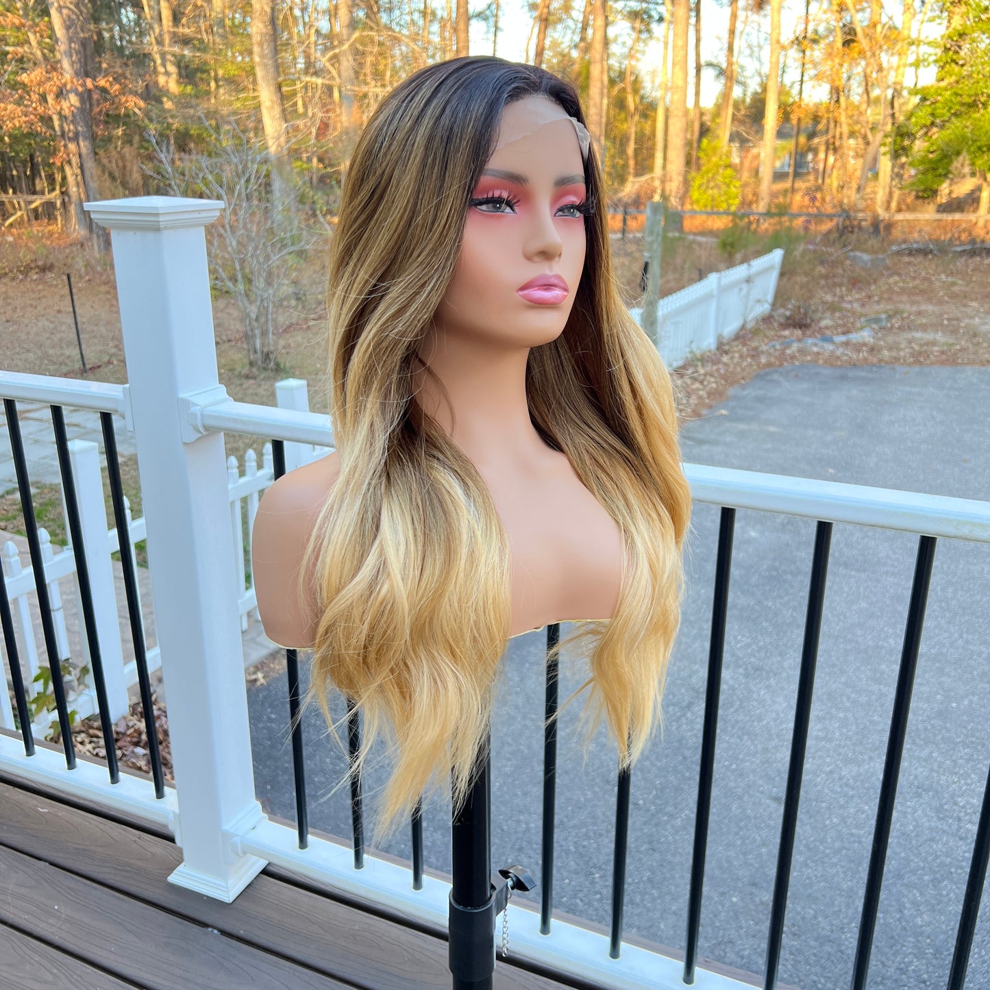 Palmer - Ombre Brown and blonde synthetic lace front wig