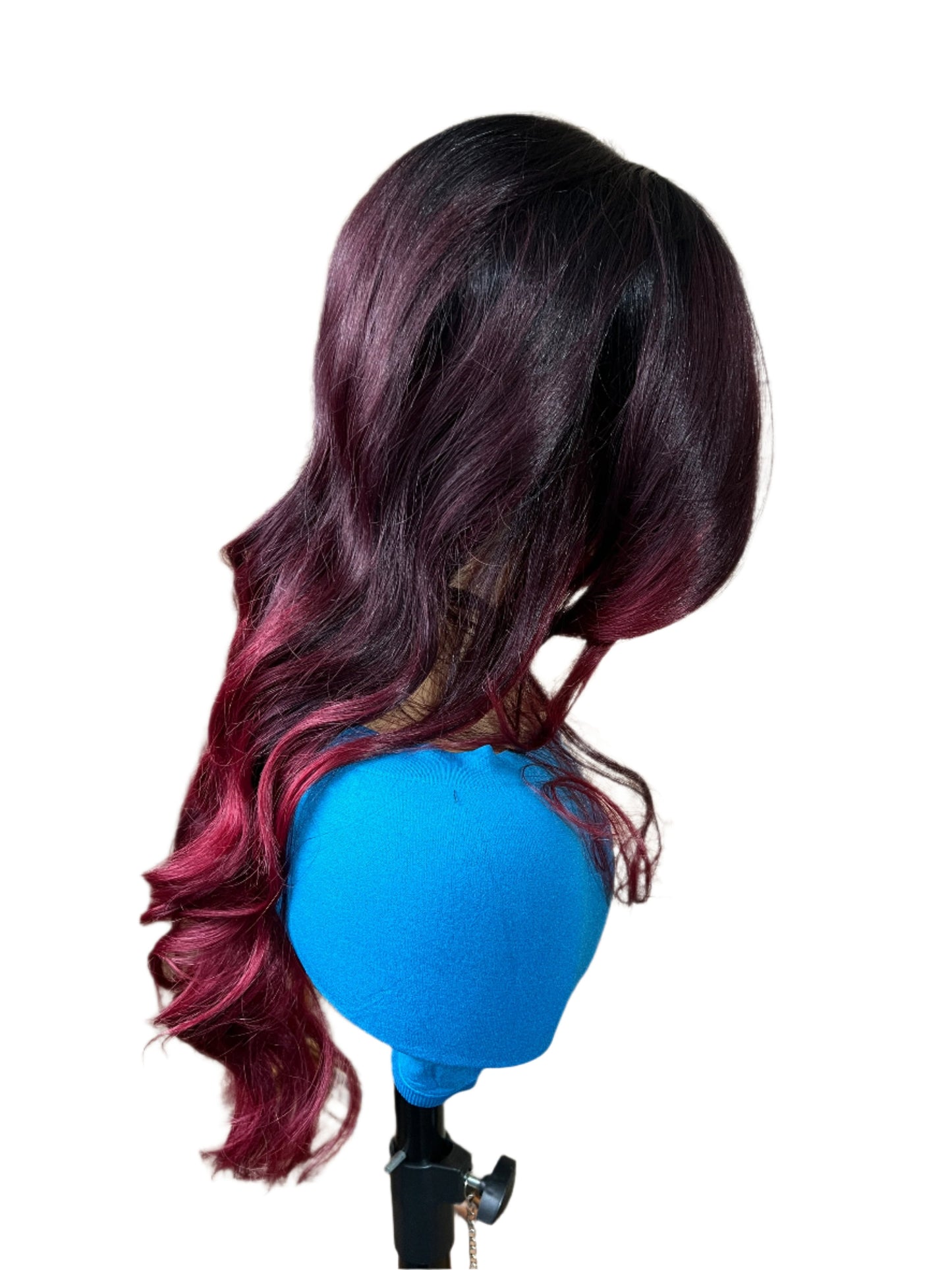 Renata - 13X4 Dark root red synthetic lace frontal - free parting