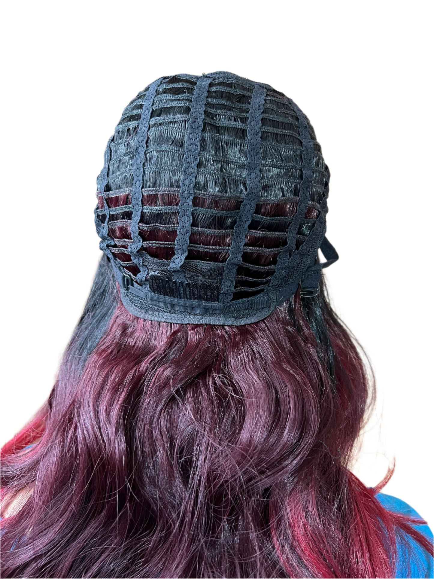 Renata - 13X4 Dark root red synthetic lace frontal - free parting