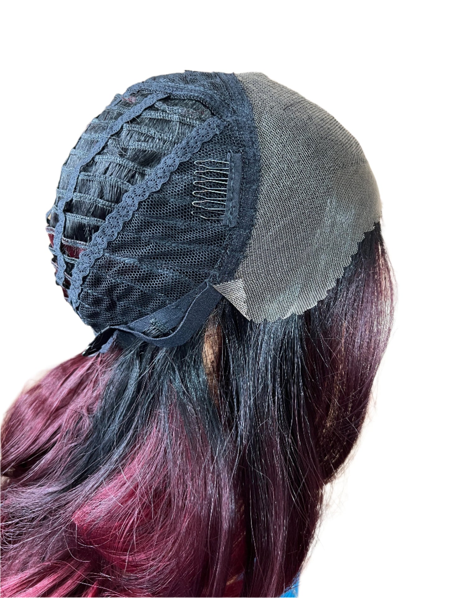 Renata - 13X4 Dark root red synthetic lace frontal - free parting