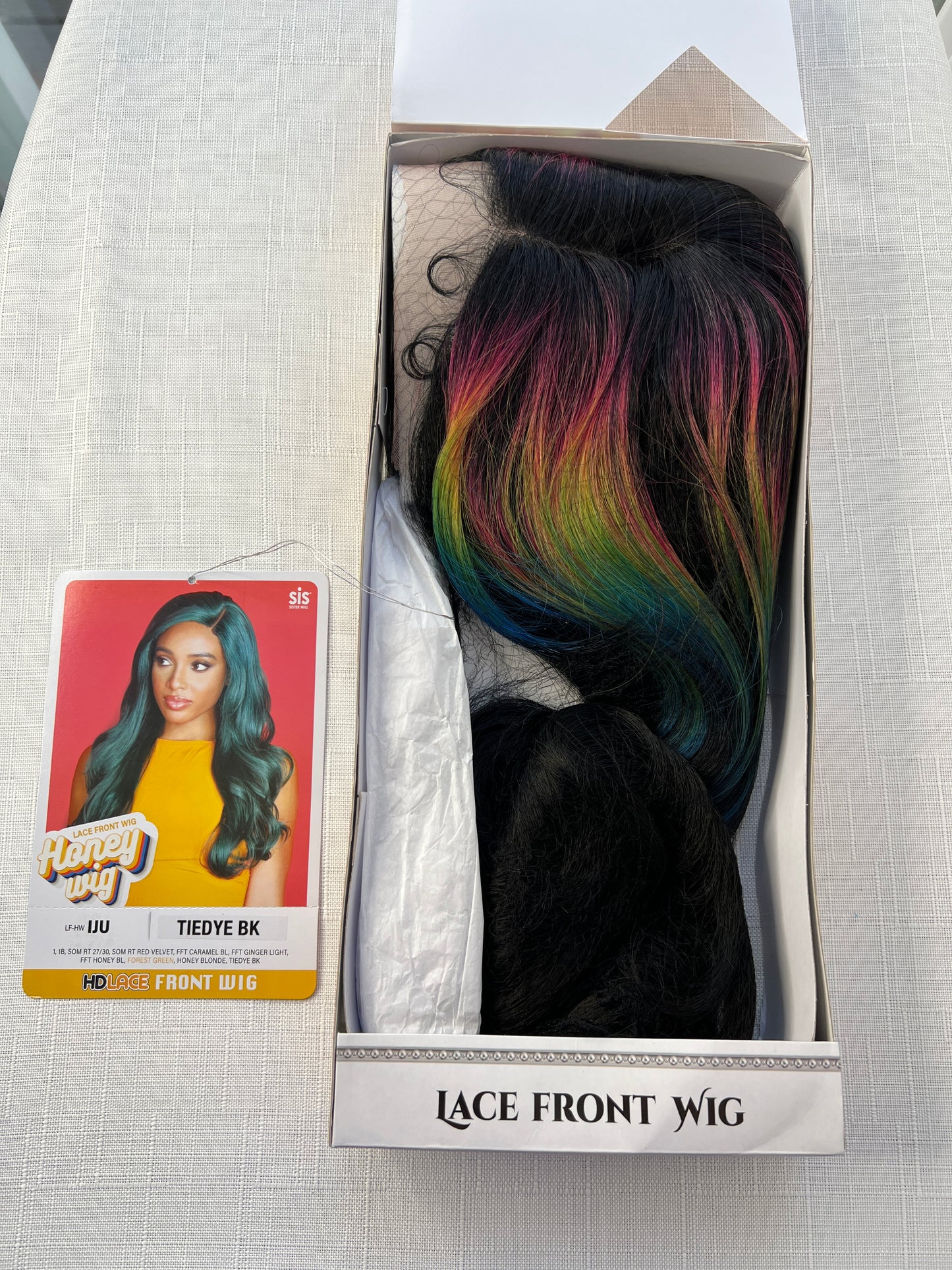 Rainbow Tie Dye BK Wig - Zury Sis Honey Synthetic Wig HD Lace Front Wig - LF-HW IJU