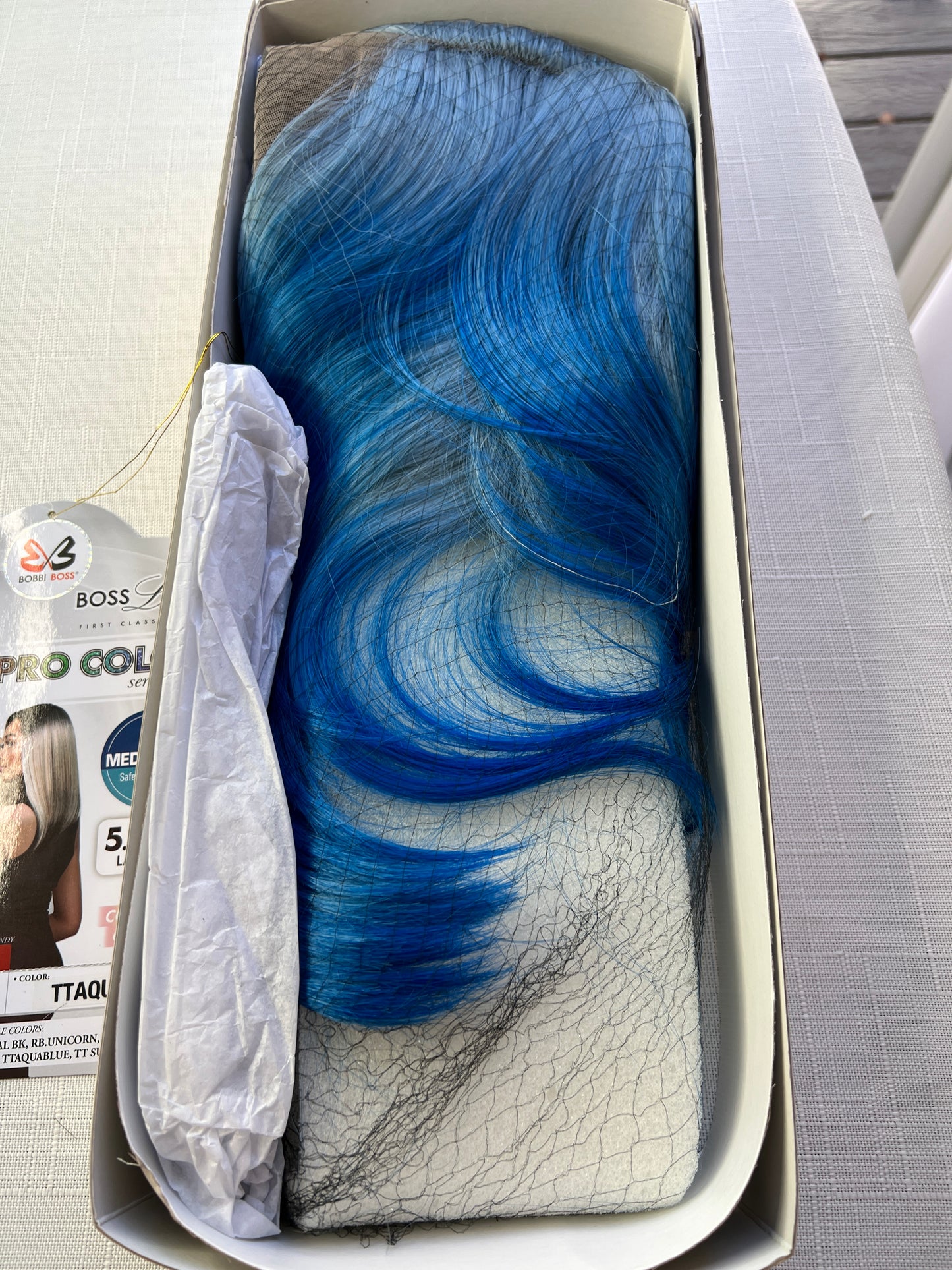 Bobbi Boss Synthetic HD Deep Part Lace Blue Wig - MLF635 LAILA - AQUA BLUE