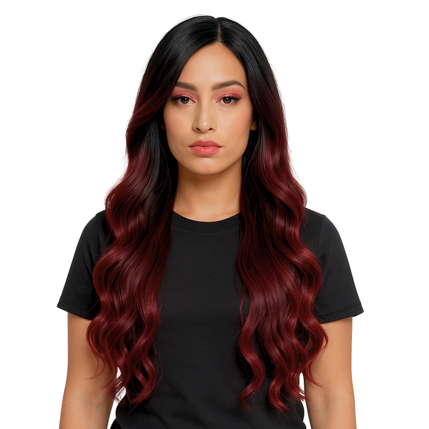 Krystal - Gorgeous dark root poppin red synthetic lace front wig