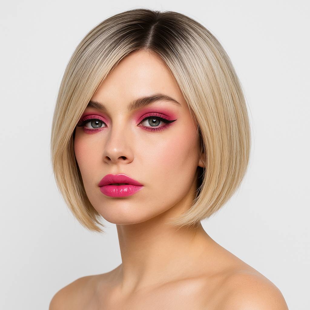 Meg-Short dark root blonde wig