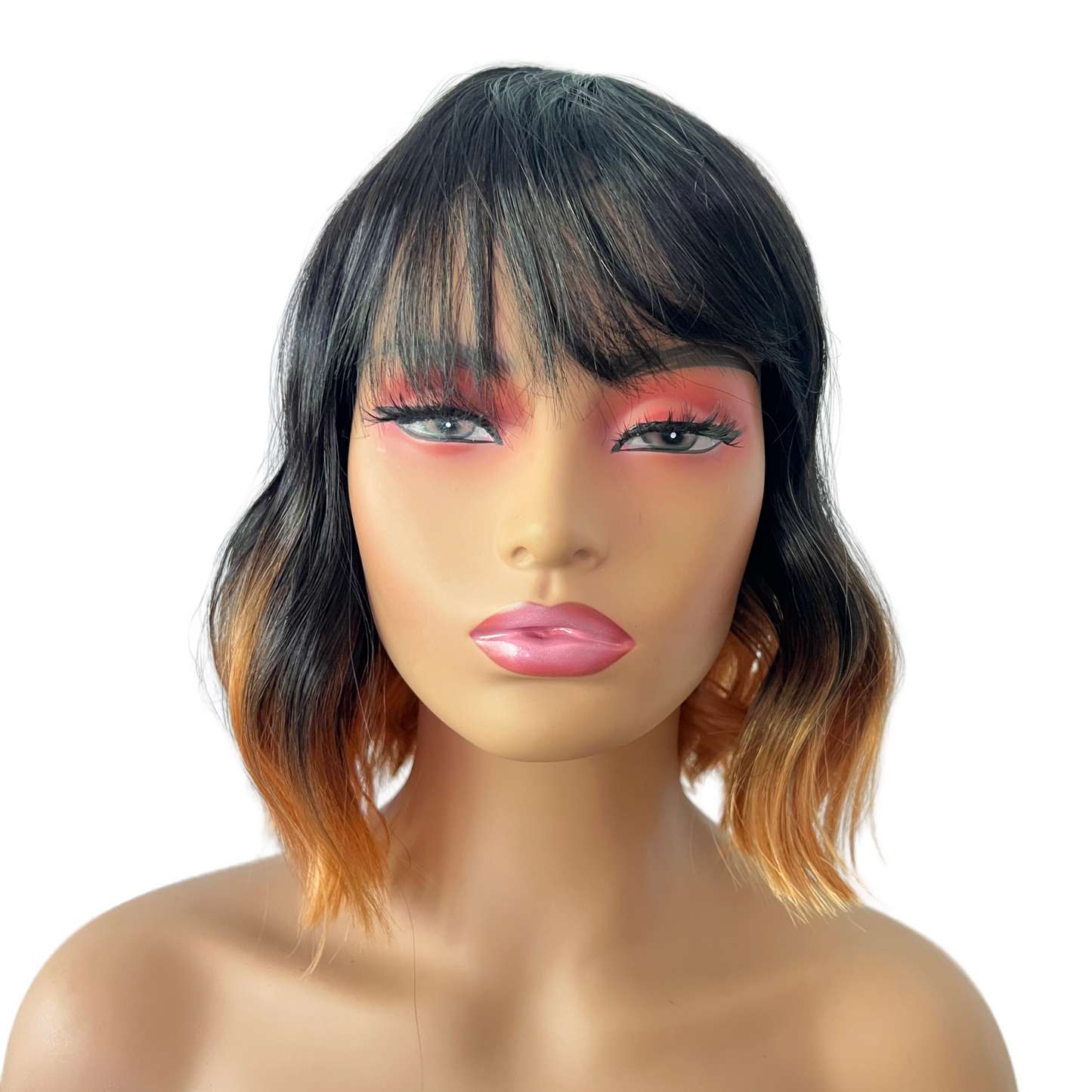 Autumn - Wig Black orange synthetic wig with bangs