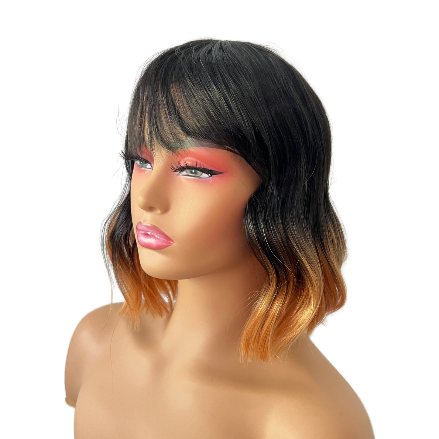 Autumn - Wig Black orange synthetic wig with bangs