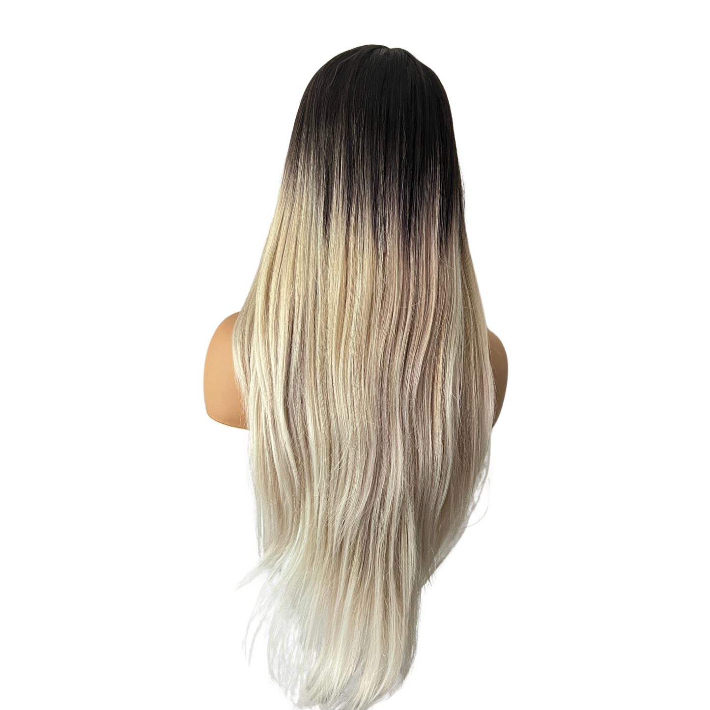 Angel - Free parting space lace frontal - Dark root platinum blonde with highlights