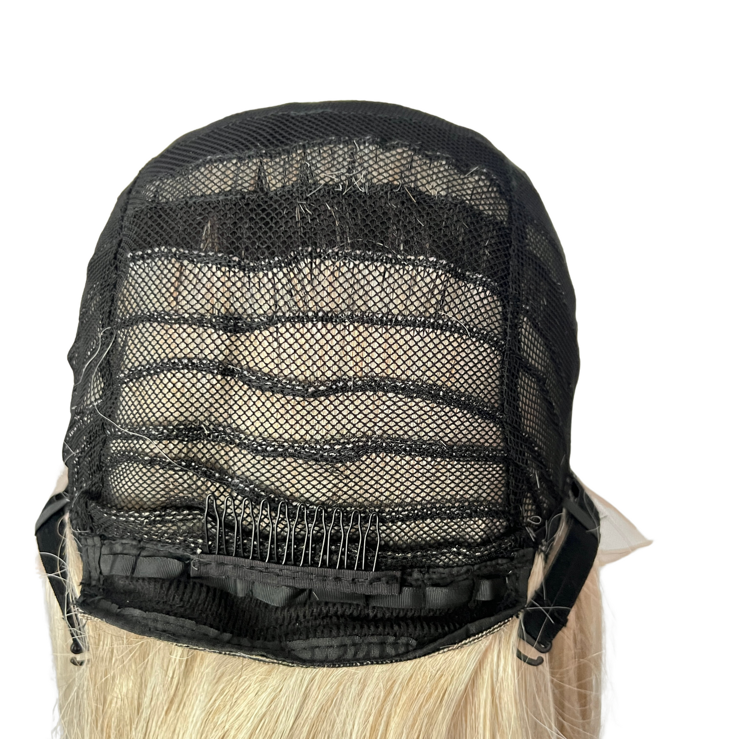 Angel - Free parting space lace frontal - Dark root platinum blonde with highlights