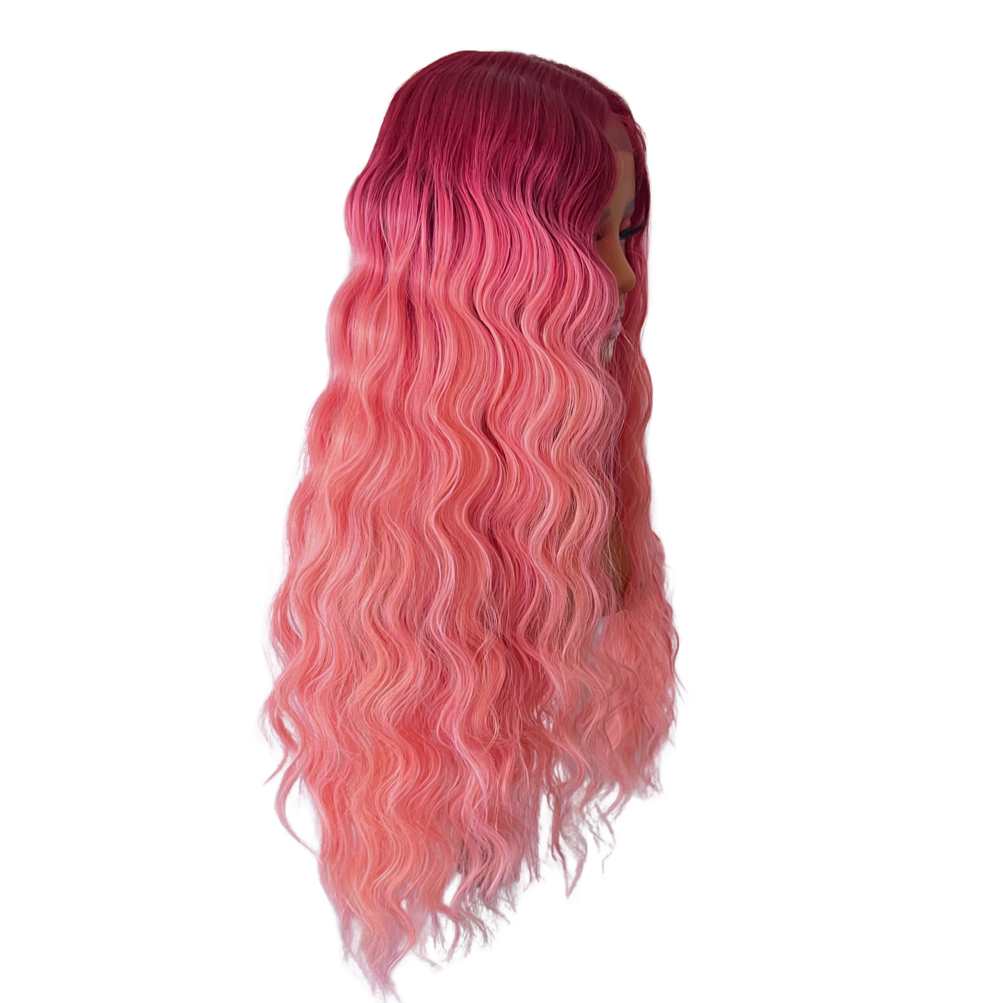 Angelique - Ombre pink synthetic lace front wig