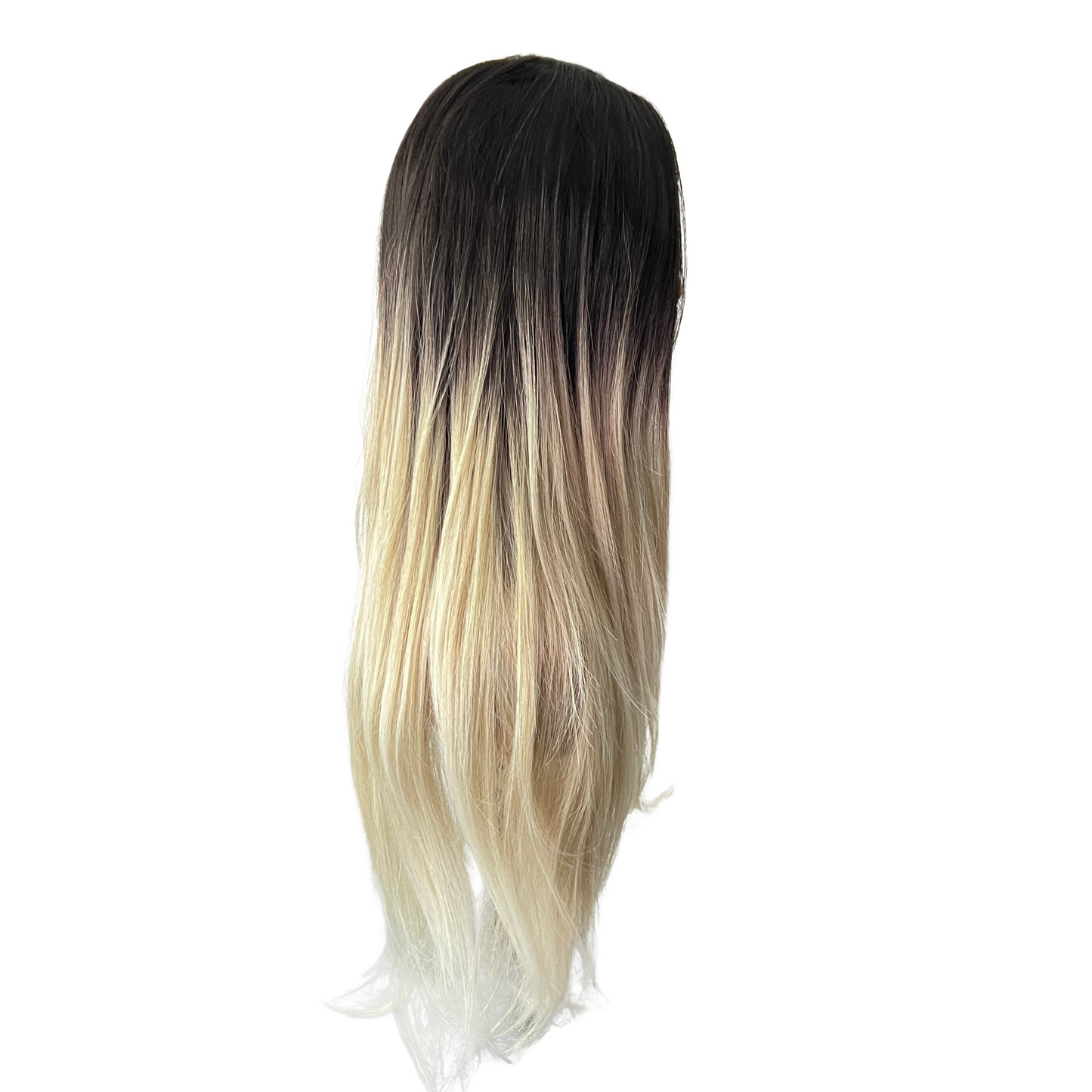 Angel - Free parting space lace frontal - Dark root platinum blonde with highlights
