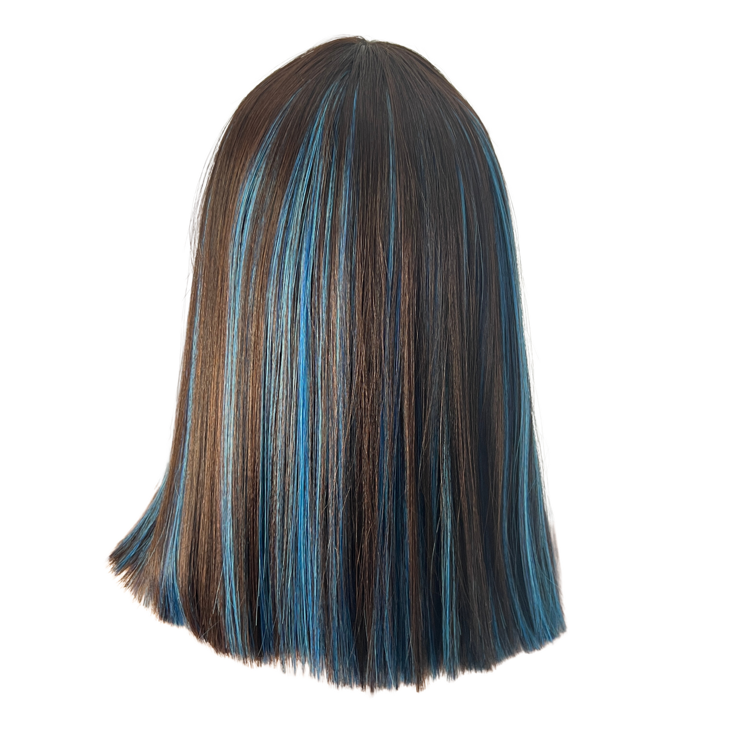 Cleopatra - Brown and blue synthetic bob wig