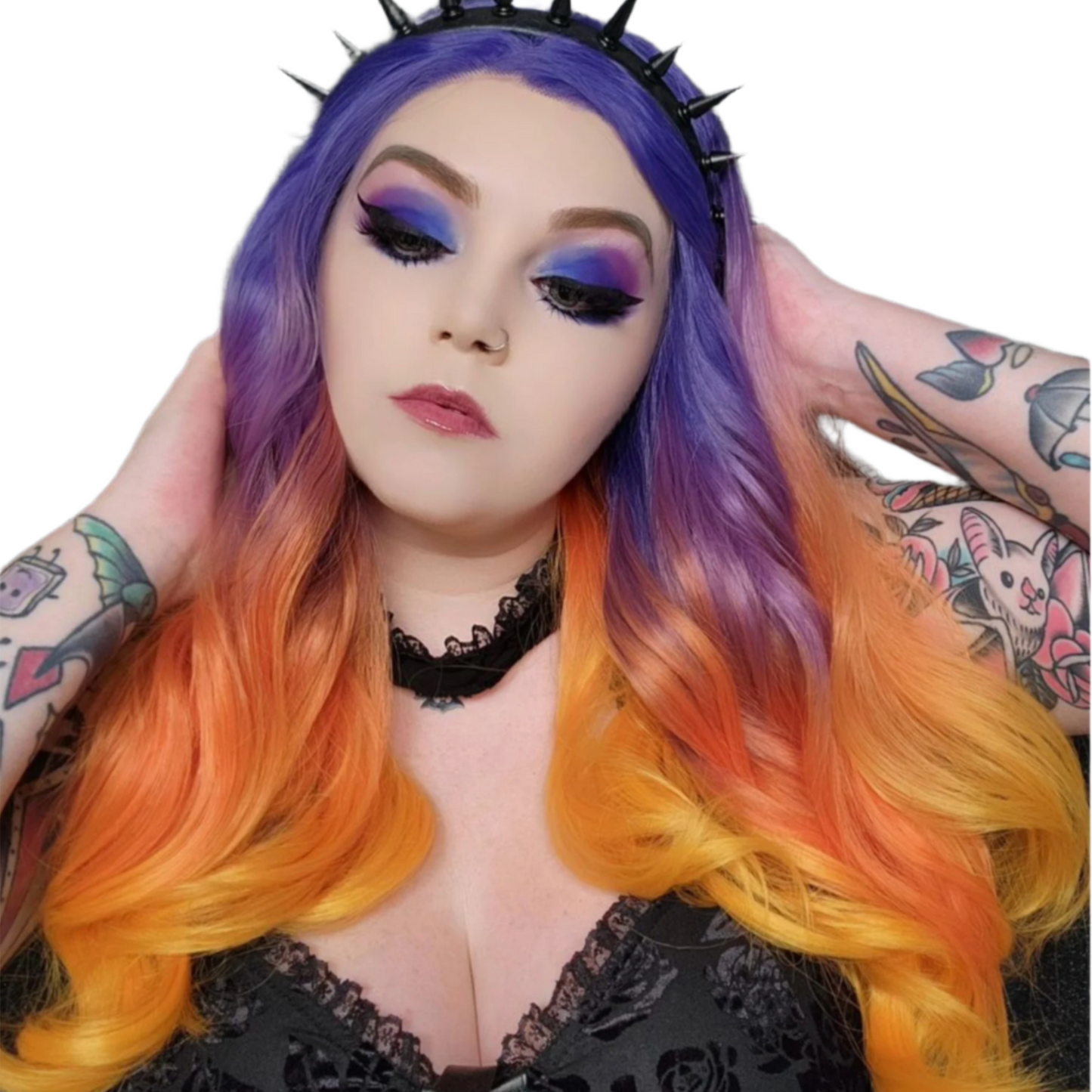 Twilight - Ombre Purple and Orange Synthetic Lace Frontal wig
