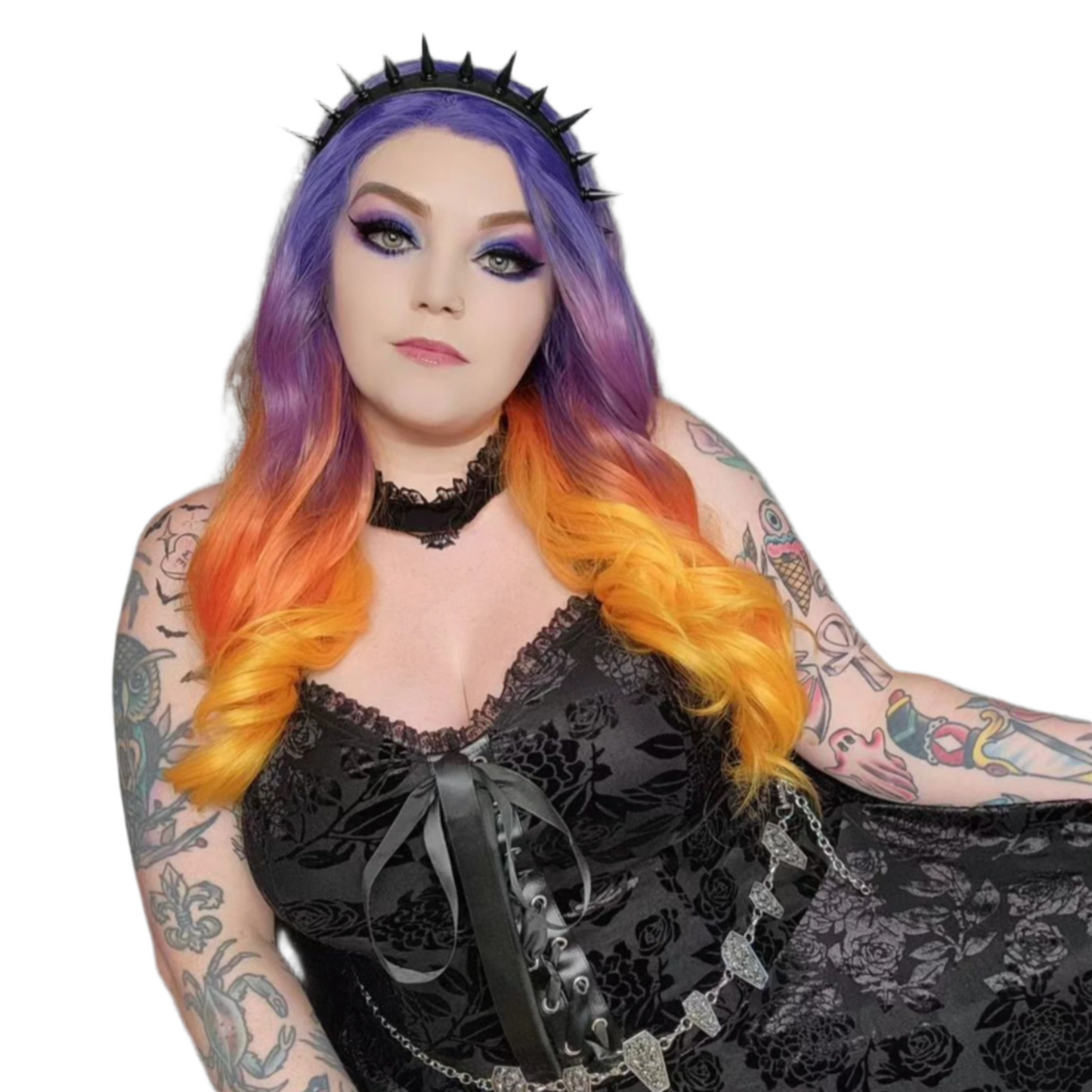 Twilight - Ombre Purple and Orange Synthetic Lace Frontal wig