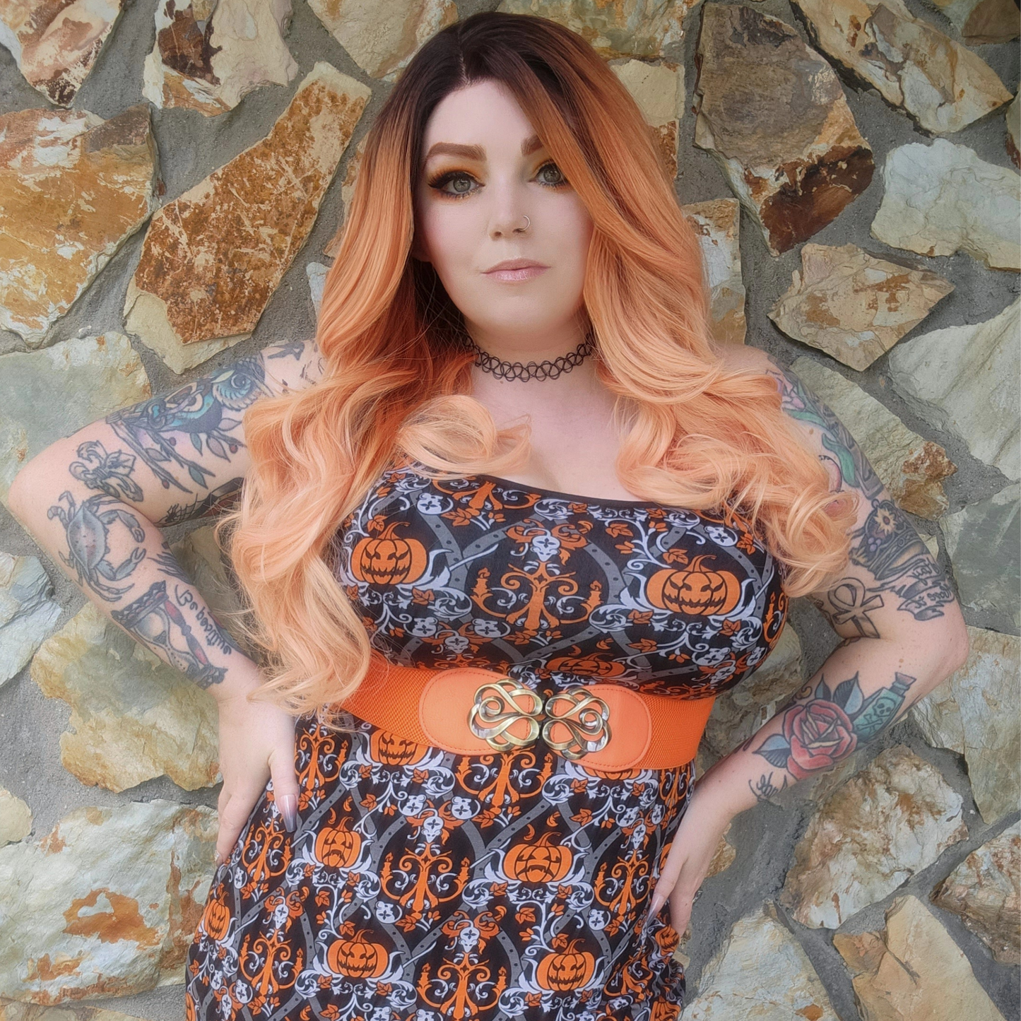 Ellie - Ombre Peach Synthetic lace front wig
