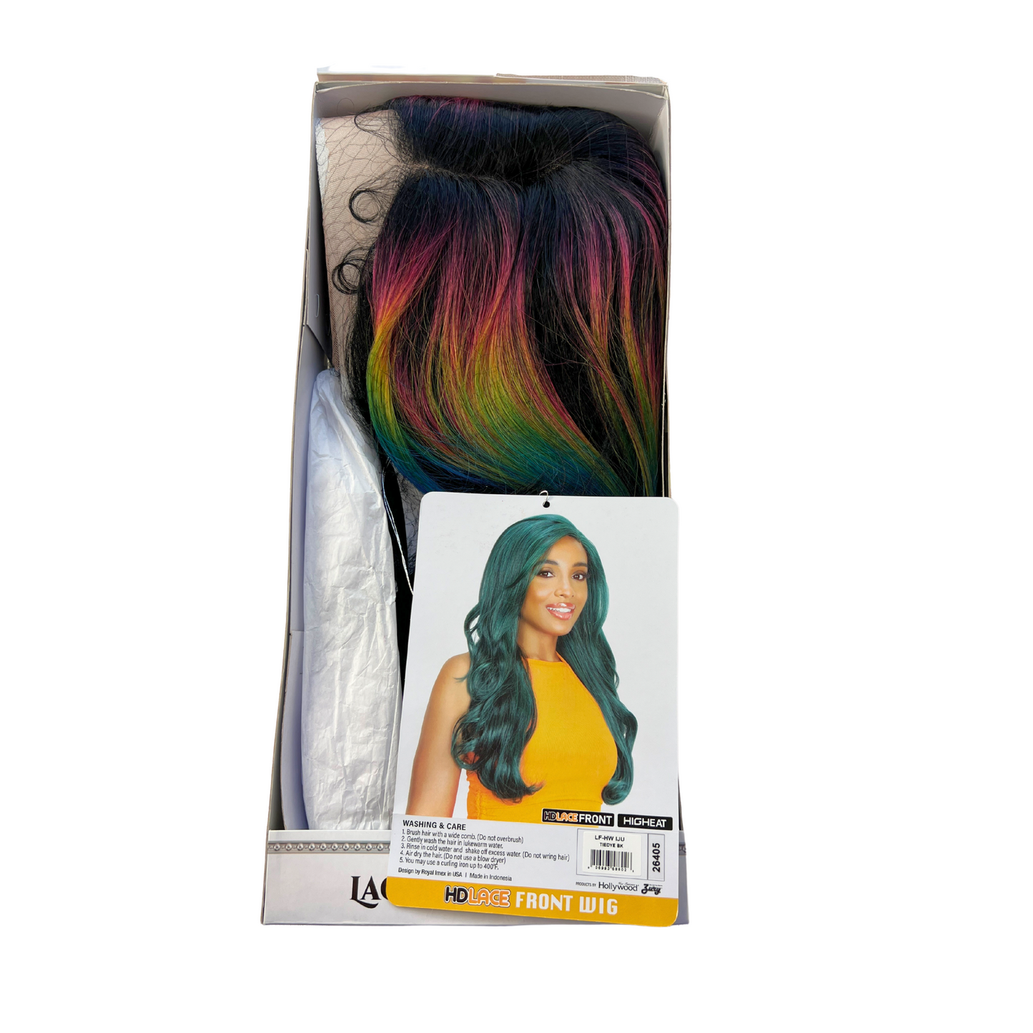 Rainbow Tie Dye BK Wig - Zury Sis Honey Synthetic Wig HD Lace Front Wig - LF-HW IJU