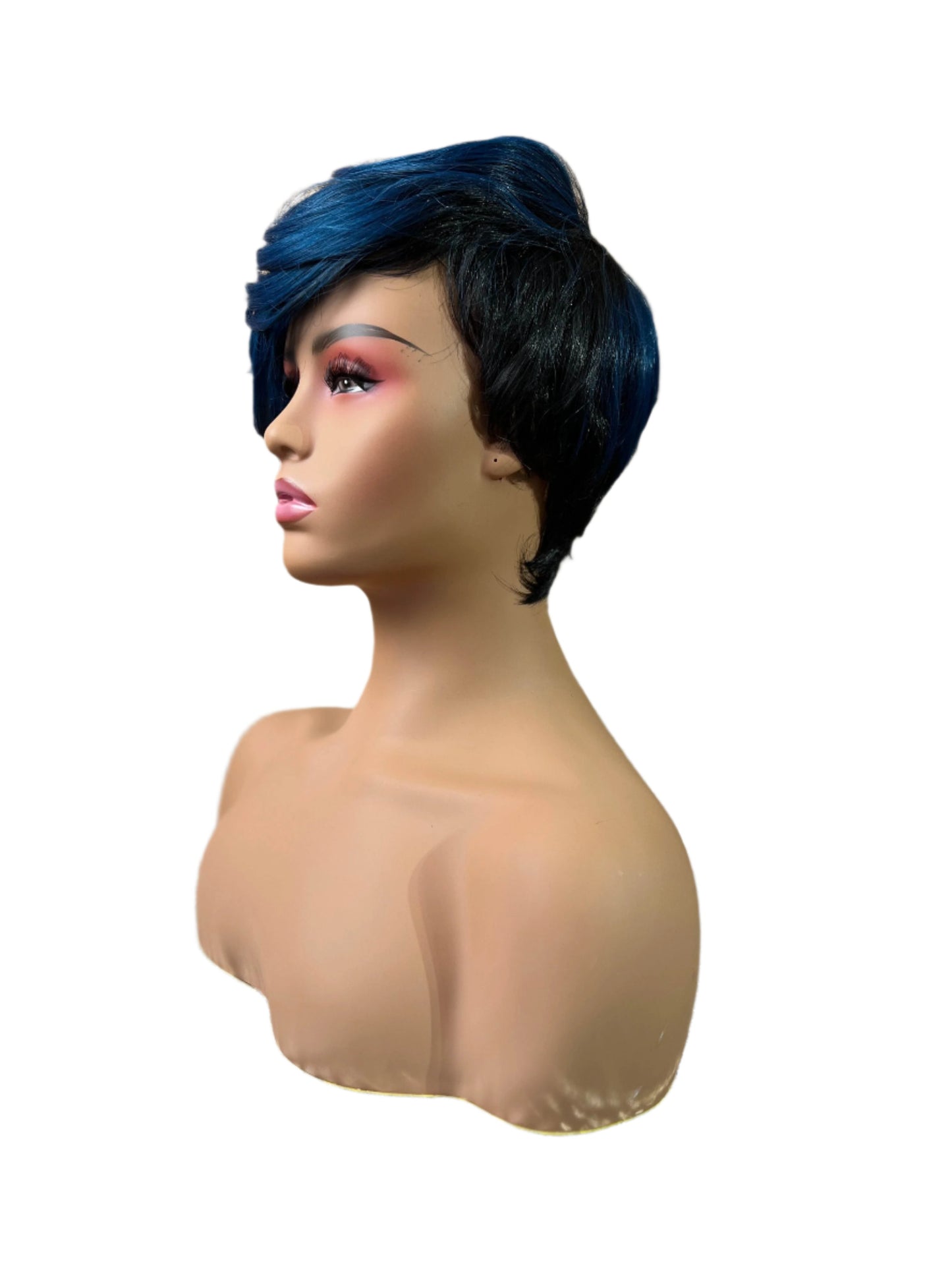 Tasha - 1B/Blue Mix - Curly top pixie synthetic short wig
