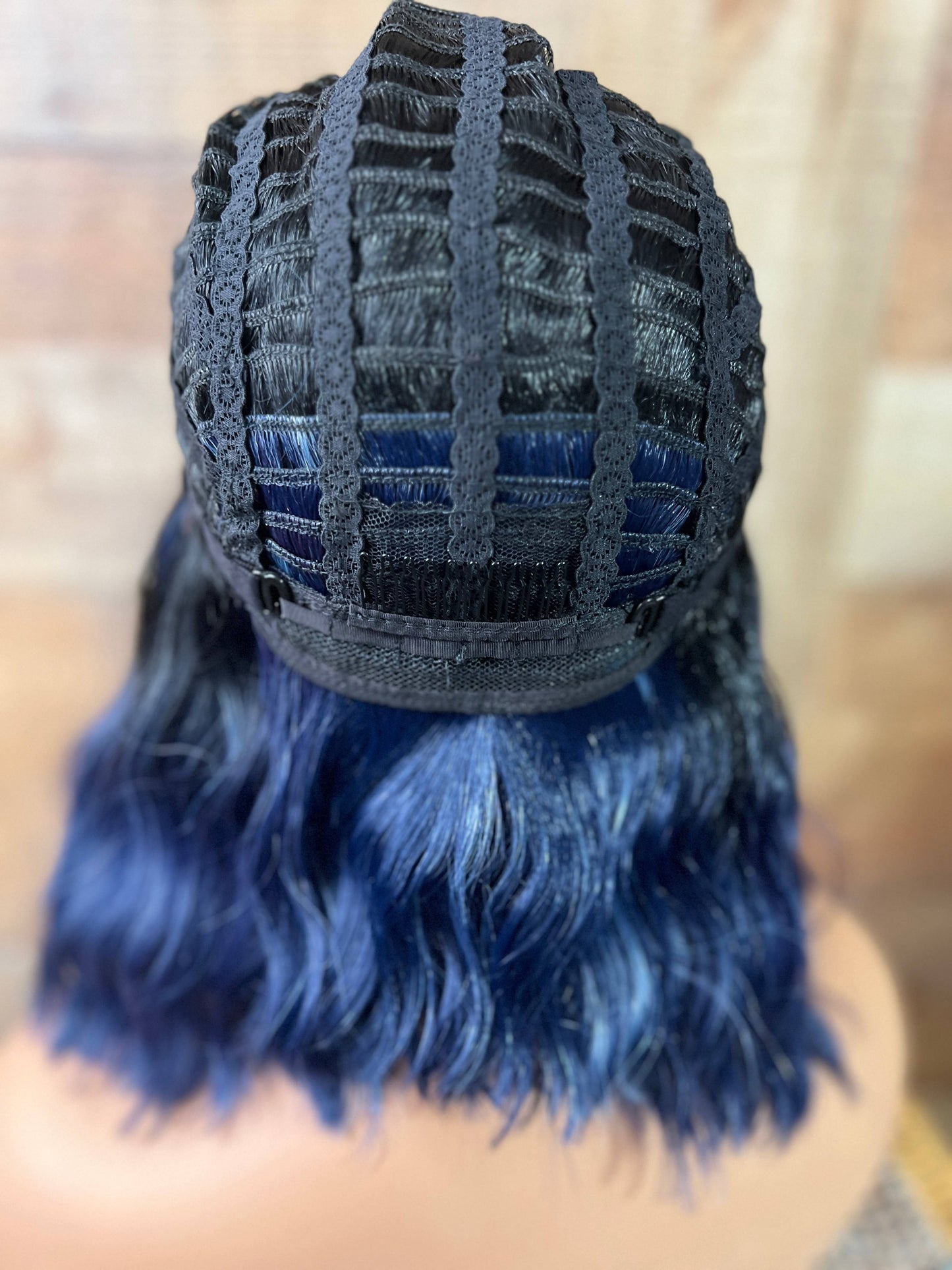 Teagan - Black and Blue synthetic wig with bangs
