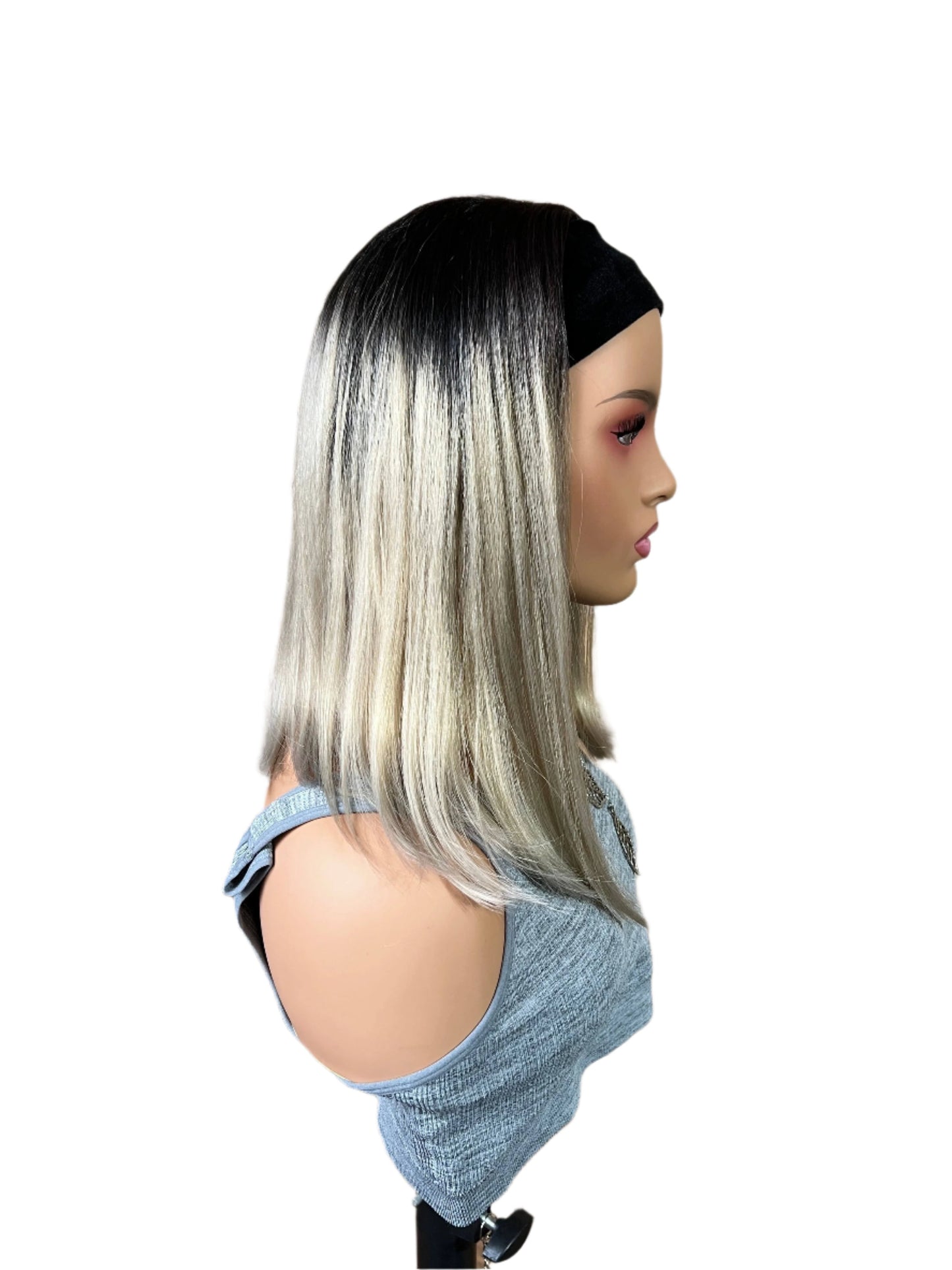 Connie 16” Blonde & Brown Headband Wig – Heat-Safe Synthetic, Easy Wear