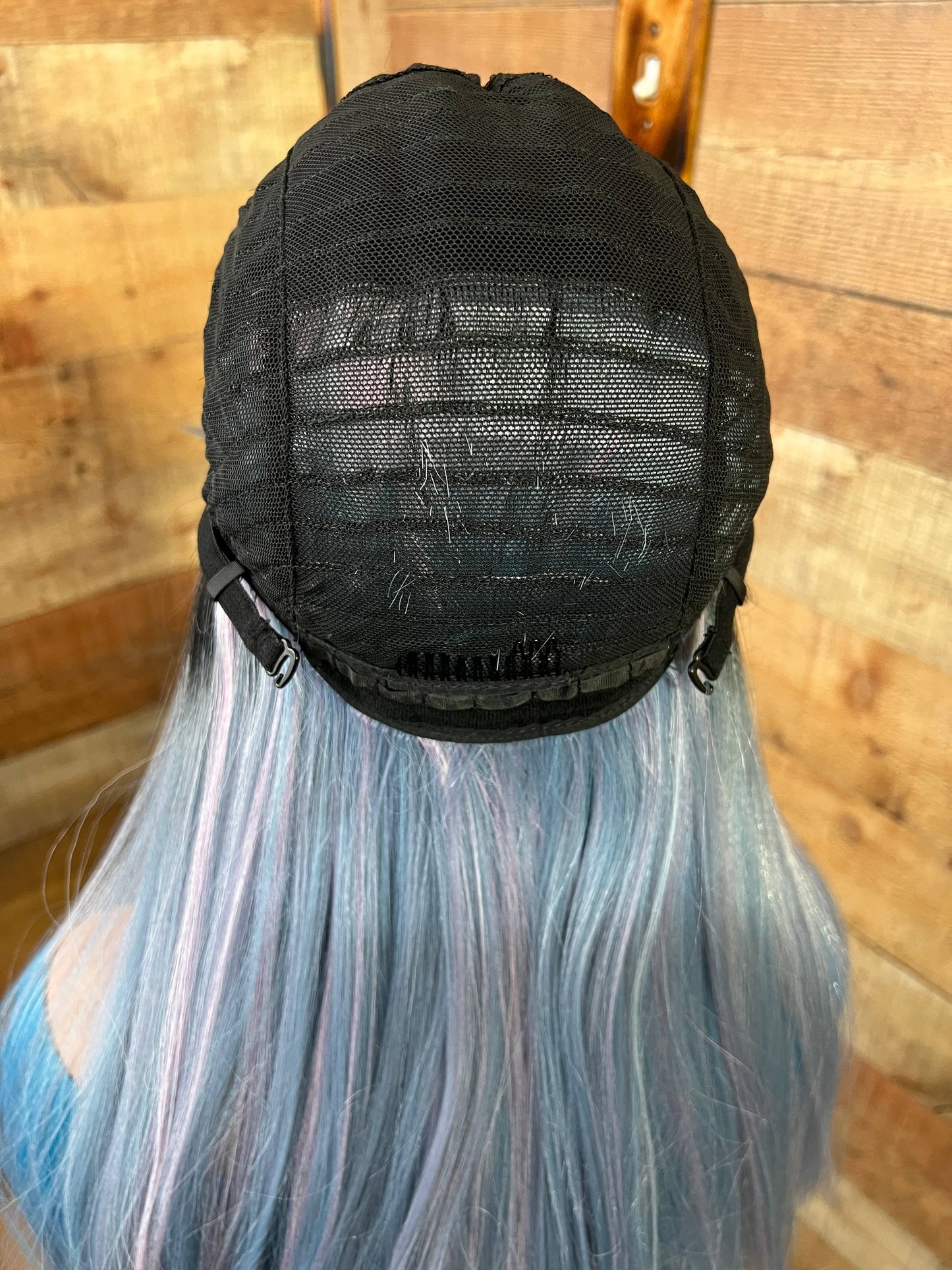 Abby Wig - 20" Straight Dark Root with Light Blue and Pink Highlights | Heat Safe Synthetic Wig