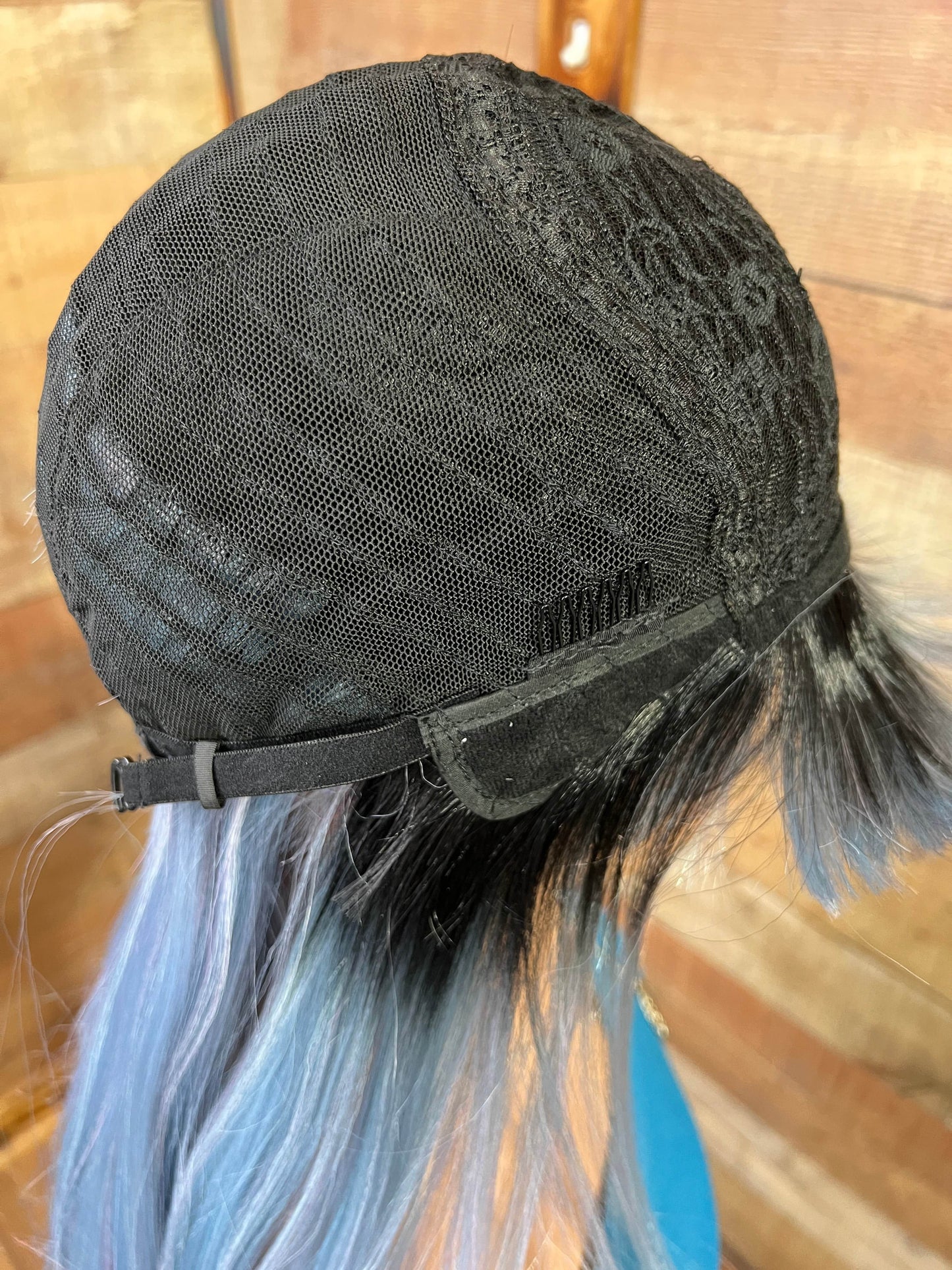 Abby Wig - 20" Straight Dark Root with Light Blue and Pink Highlights | Heat Safe Synthetic Wig