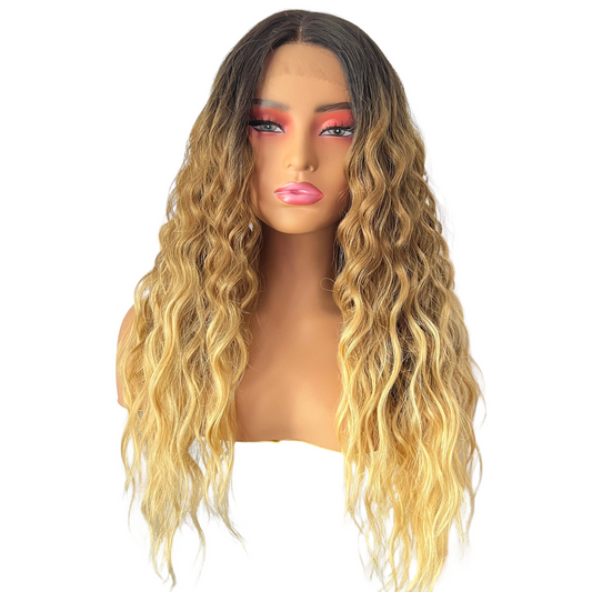 ADRIANA - 27 inch curly wave ombre blonde wig