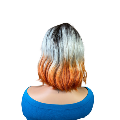 Alani Wig - 11" Wavy Ombre with Natural Top & Orange Tips | Heat Safe Synthetic Wig