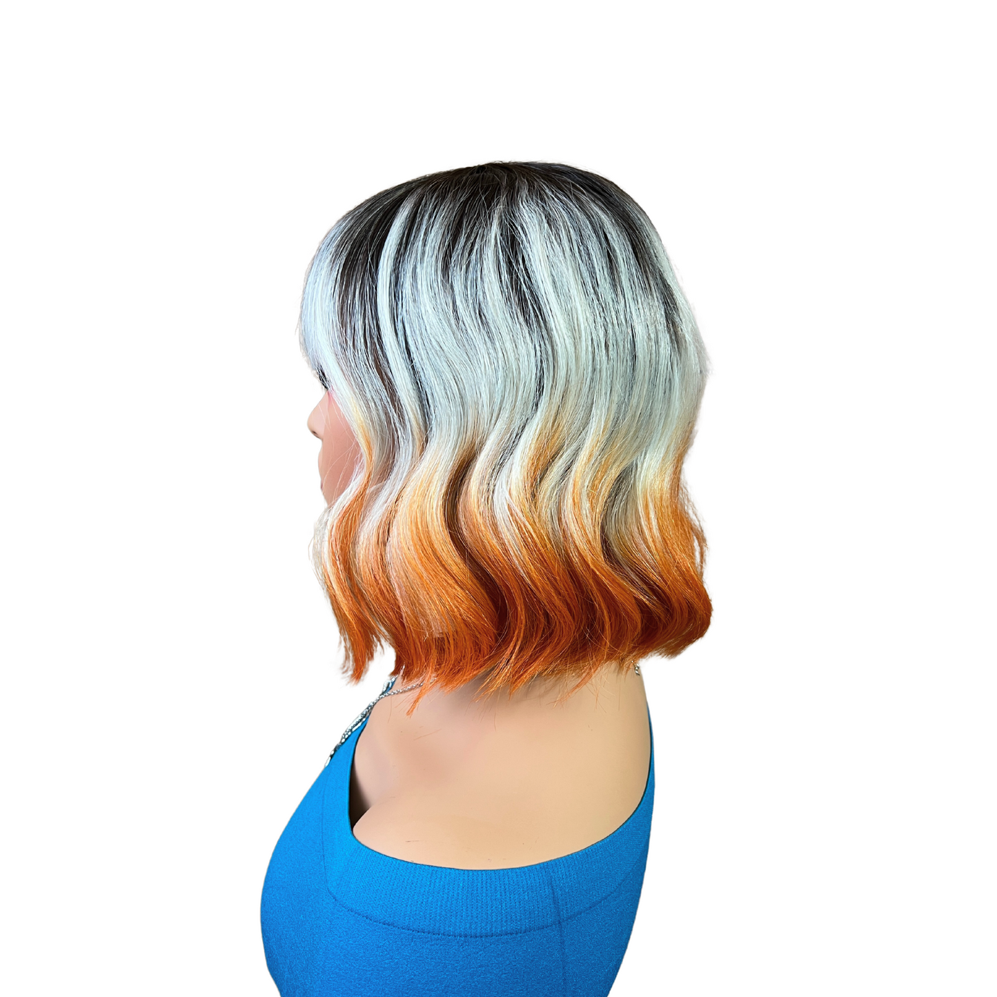 Alani Wig - 11" Wavy Ombre with Natural Top & Orange Tips | Heat Safe Synthetic Wig