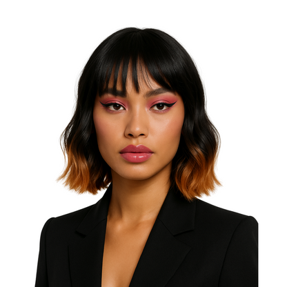 Autumn - Wig Black orange synthetic wig with bangs