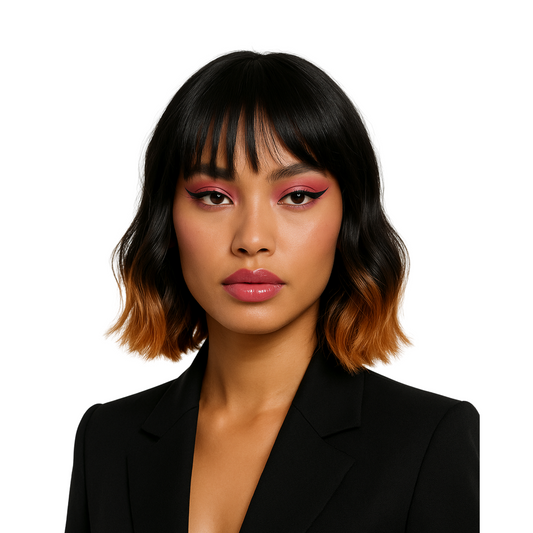 Autumn - Wig Black orange synthetic wig with bangs