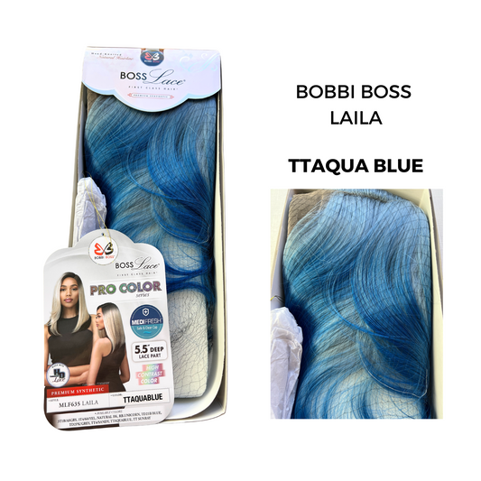 Bobbi Boss Synthetic HD Deep Part Lace Blue Wig - MLF635 LAILA - AQUA BLUE