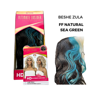 Beshe LLDP-ZULA FF Natural  Sea Green synthetic lacefront 15" wig