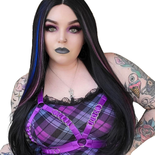 Candy Stripe - Black Rainbow lace front wig