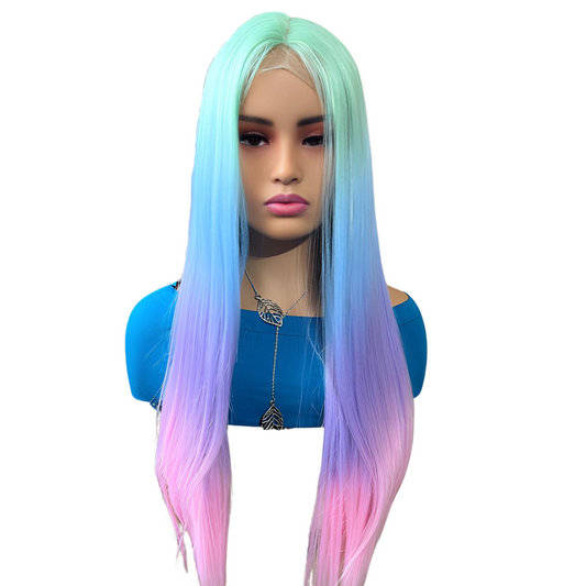 Chantelle - Pastel rainbow synthetic lacefront wig